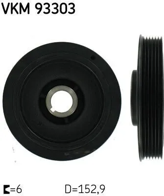 Produktbild von SKF VKM 93303 Riemenscheibe Kurbelwelle passend für PEUGEOT 206 Schrägheck (2A/C) 6-Rippen