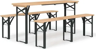 Produktbild von 3-tlg. Biertisch-Set Klappbar Massivholz Tanne