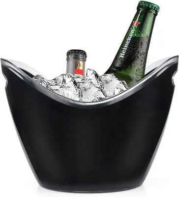 Produktbild von Getränkekühler, 3,5-Liter-Eiseimer, Wein-Eiseimer, Plastikflaschenkühler für Wein, Champagner und Bierflaschen (schwarz)