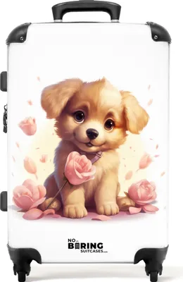 Produktbild von NoBoringSuitcases.com - Großer Koffer XL - Kinderkoffer Hund Mädchen - Reisekoffer mit 4 Rädern - Trolley auf Rädern 72 Liter - Rollkoffer große Kinder - Geräumiges Gepäck valise 20kg - Reisegepäck mittelgroß - Hartschalenkoffer groß TSA Schloss - Koffer mittelgroßKoffer Mittelgroß 67x43x25 cm, 72L,