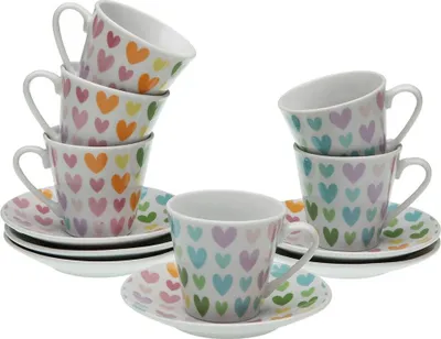 Obrázek produktu pro Sada šálků a talířů Versa porcelánová srdce