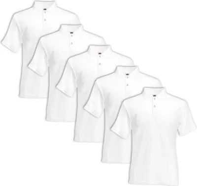 Produktbild von 5 x Fruit of the Loom Original Herren-Polo Shirt Weiß M