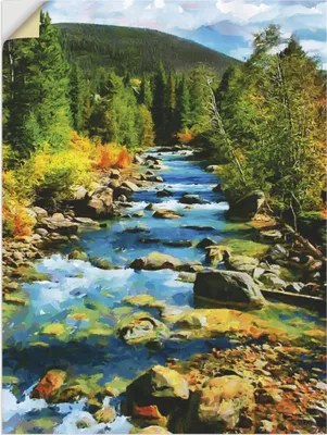 Produktbild von ARTland Wandbild, selbstklebend Fluss im böhmischen Gebirge Größe: 90x120 cm
