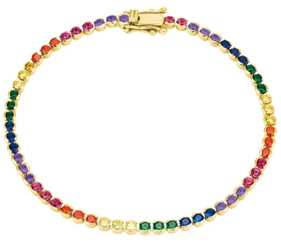 Produktbild von s.Oliver 2027871 Damen Armband Gold bunt Zirkonia 18 cm