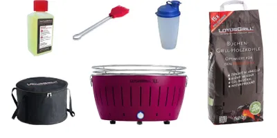 Zdjęcie produktu dla Zestaw startowy LotusGrill XL: 1 grill XL w kolorze śliwkowym z portem USB + shaker