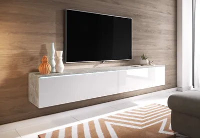 Produktbild von MINIO go for it, TV-Schrank "DONNA", 180cm, stehend, hängend, Beton / Weiße Glanze Farbe