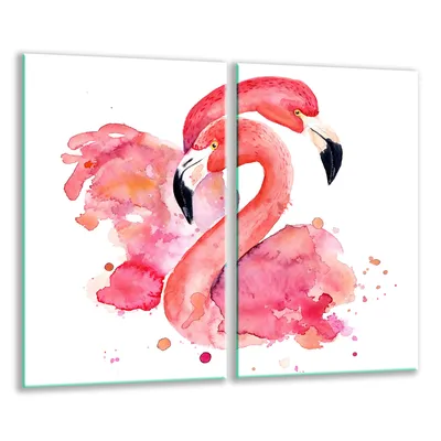 Produktbild von Herdabdeckplatten 2 teilig 30x52 Glaskeramikfeld Abdeckung Glas Flamingo