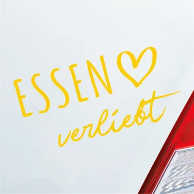 Produktbild von Auto Aufkleber Essen verliebt Herz Stadt Heimat Liebe Car 19x10 cm Gelb Sticker Heckscheibenaufkleber