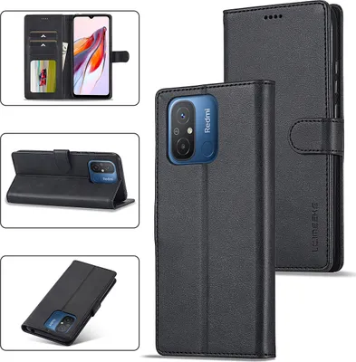 Produktbild von Redmi 12C Hülle, Klapphüllen Brieftasche Leder Magnetverschluss Ständer Schutzhülle für Xiaomi Redmi 12C Schwarz