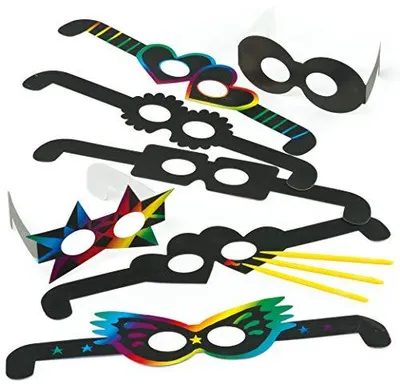 Produktbild von Kratzbilder Kinder 12 Stk, Baker Ross, Fasching, Karneval, Bastelset