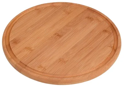 Produktbild von Schneidebrett Holzbrett Bambus - Rund - Ø 25 cm - Mit Saftrille - Antibakteriell