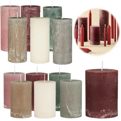 Produktbild von LS-LebenStil Exklusive Stumpenkerzen 10x6,8cm Ribe Rustik Rot Bordeaux - EU - Unparfümiert - 64 Std Brenndauer - Ohne Duft Blockkerzen Kerzen