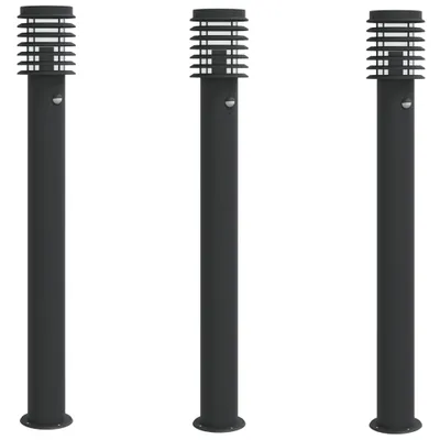 Immagine prodotto di vidaXL Luci di percorso con rilevatore di movimento 3 pz. nero 110cm acciaio inox