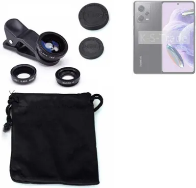 Produktbild von K-S-Trade Smartphone Kamera Linsen Set Kompatibel mit Xiaomi Redmi Note 12 Pro+ 3in1 Clip-On Kamera Adapter Macro Weitwinkel FishEye Fischauge