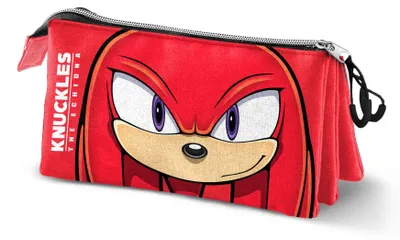 Productafbeelding van Sonic The Hedgehog - SEGA Knuckles etui met drie vakken, rood, 23 x 11 cm