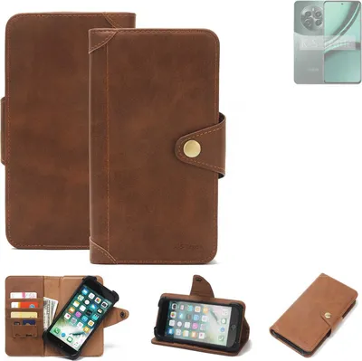 Produktbild von K-S-Trade Handyhülle kompatibel mit Realme Narzo 70 Pro 5G Schutz Hülle Walletcase Bookstyle Tasche Case Handytasche Wallet Flipcase Cover PolyurethanBraun