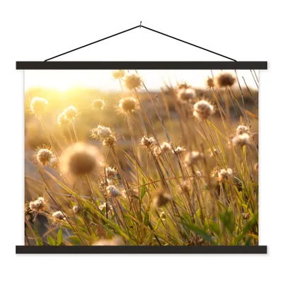Produktbild von MuchoWow® Textilposter Pflanzen - Natur - Blumen - Sonne - Horizont 120x90 cm mit schwarzem Rahmen - Aufhänger für Poster