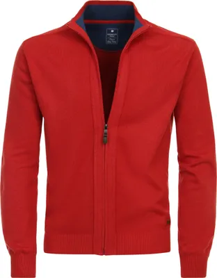 Produktbild von REDMOND Casual Herren Strickjacke Stehkragen Zipper Regular-Fit Rot XL