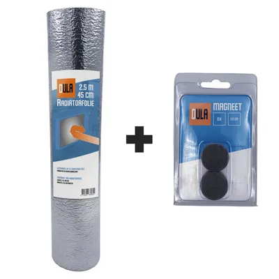 Produktbild von DULA Heizkörperfolie - 2,5 mx 45 cm - 1 Rolle mit 12 starken Magneten - Isolierfolie