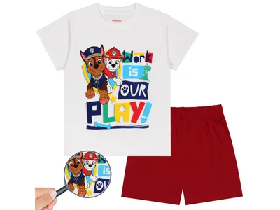 Obrázek produktu pro Paw Patrol Chlapecké červenobílé pyžamo s krátkými kalhotami 8 let 128 cm