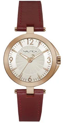 Productafbeelding van Nautica herenhorloge, polshorloge, model NAD11017L, met leren band