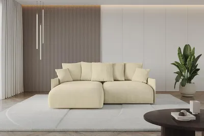 Produktbild von ALTDECOR Ecksofa mit Schlaffunktion und Bettkasten ONESK-L-v1 216x177x72 cm  Beige - Corner Sofa Eckcouch Couch L-Form  angeordnet Schlafcouch Ausziehbar Wohnlandschaft