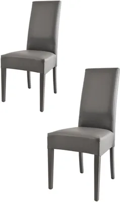 Produktbild von t m c s Tommychairs - 2er Set Moderne Stühle LUISA für Küche und Esszimmer, robuste Struktur aus lackiertem Buchenholz Farbe Dunkelgrau, Gepolstert und mit dunkelgrauem Kunstleder bezogen