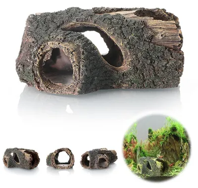 Image de Aquarium, grotte en résine,Reproduction en bois flotté, cachette pour poissons combattants, dimensions : 21x13x9 cm