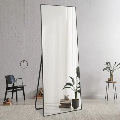 Image de Miroir mural 180x80cm grand droit noir moderne Hamstur-B