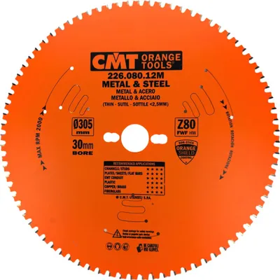 Imagen del producto de CMT Industrial | Disco de sierra para hierro y acero, diámetro 305/30 mm, Z 80, con dientes de metal duro