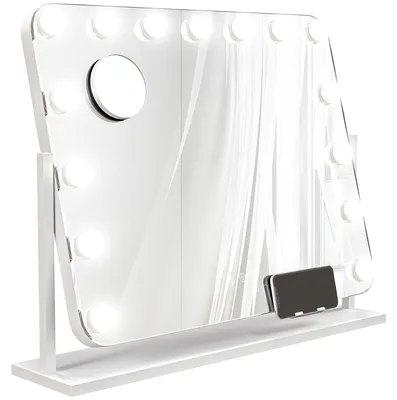 Produktbild von HOMCOM Hollywood Spiegel mit 15 LED Licht 62,5 x 52 cm Drehbar Schminkspiegel