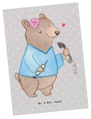 Produktbild von Mr. & Mrs. Panda Ansichtskarte Arzthelferin Herz - Grau Pastell - Geschenk, Postkarten, krank, Postkarte, Arztpraxis, Ausbildung, Medizinische Fachangestellte, bildkarte