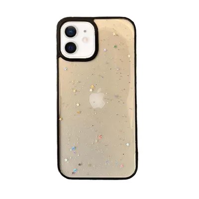 Obrázok produktu pre Smartphonica iPhone 12 Mini TPU puzdro transparentné s trblietkami - čierne