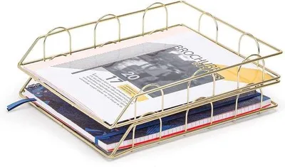 Productafbeelding van Famanu stapelsystem voor kantoororganisatie - 2 ruimtebesparende documentenbakken voor A4-papier en mappen