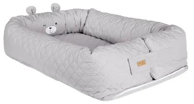Produktbild von roba Babylounge 'roba style', Kuschelnest mit Bärengesicht 'Sammy', grau, Wickelauflage