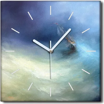 Produktbild von Coloray Uhr auf Leinwand 30x30 cm Wand Uhr Dekoration Wohnzimmer Segeltuch weiße Zeiger -Meeresturmlandschaft.