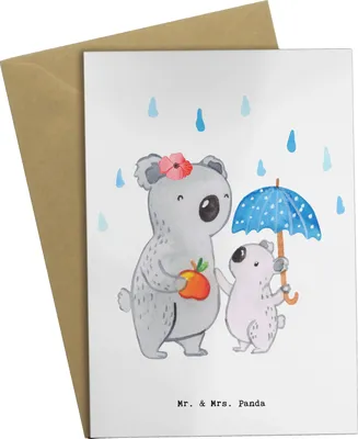 Produktbild von Mr. & Mrs. Panda neujahrskarte Tagesmutter Herz - Weiß - Geschenk, Grußkarte, weihnachtskarten, Grußkarten, glückwunschkarten, hochzeitskarten, einladungskarten