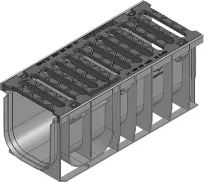 Produktbild von Hauraton Recyfix NC Entwässerungsrinne Rinnenunterteil Typ 01 mit Gussrost SW 154/18 mm aus PP 500 mm x 212 mm x 210 mm