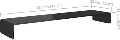 vidaXL TV-Tisch/Bildschirmerhöhung Glas Schwarz 120x30x13 cm