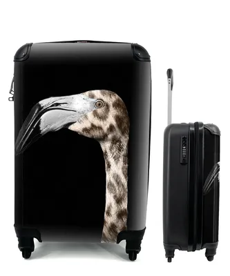 Produktbild von MuchoWow® Koffer Handgepäck Trolley Rollkoffer Kleine Reisekoffer mit 4 Rollen - Flamingo - Panther - Porträt - Cabin Size < 55x40x23 cm & 55x40x20 cm - Fotokoffer - Kabinenkoffer - Boardgepäck - Reise-Box - Reisekoffer - Reisegepäck - Koffer mit Bild - Trolley für Kinder
