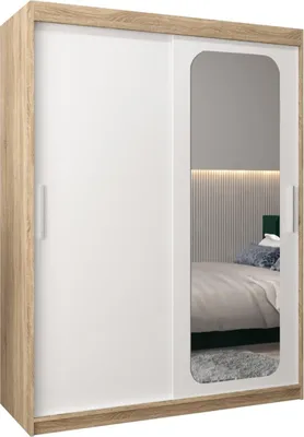 Produktbild von MEBLE KRYSPOL Promo 2150 Schlafzimmerschrank zwei Schiebetüren - Sonoma + Mattweiß