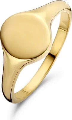 Produktbild von New Bling 9NB-0270-56 Zilveren Ring - Zegelring Rond - maat 56 - Goudkleurig