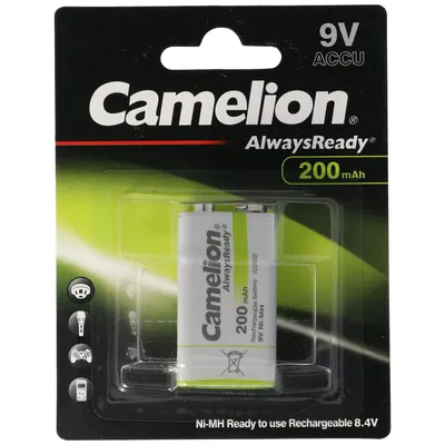 Produktbild von 9V, HR6F22 NiMH Akku mit 200mAh, Always Ready mit geringer Selbstentladung, Ready to Use Akku, ideal für Taschenlampen, Messgeräte etc.