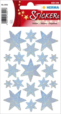 Image de Autocollants de Noël HERMA : étoiles argentées holographiques