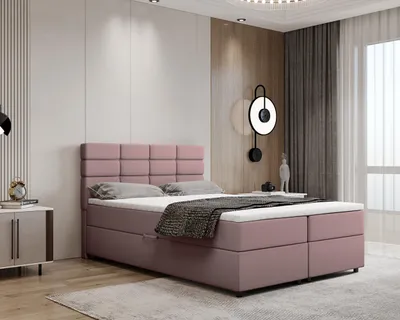 Produktbild von Boxspringbett 140x200, mit Bettkasten, Rosa, Matratze und Topper, Doppelbett, REVE, Panda Möbel