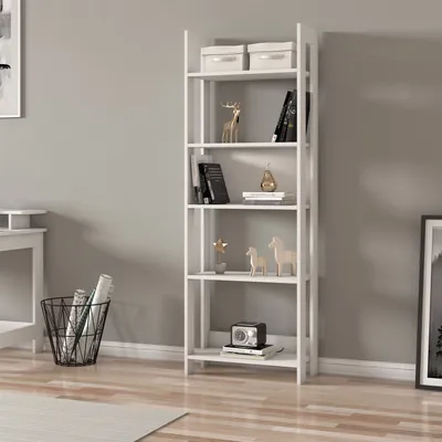 Produktbild von Skye Decor, Hochwertiges Bücherregal, Weiß, 64 x 180 x 30 cm | 100% melaminbeschichtete Spanplatte, 18 mm dick | Zahlreiche Regale, wandmontierbar, modernes Design für Ihr Zuhause.
