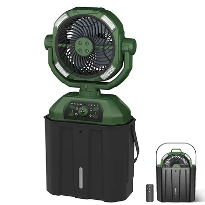 Produktbild von Camping Nebelventilator 6L 20000mAh Akku – 4 Sprühdüsen & Fernbedienung | 3 Lichtmodi Timer für Terrasse Garten Strand