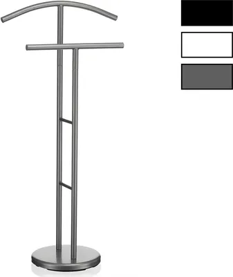 Produktbild von Herrendiener LAURENZ Garderobe Kleiderständer Garderobenständer Kleiderstange mit Hosenbügel, Metall grau
