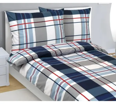 Obrázek produktu pro Bavlněné povlečení - 140x200 cm. 70x90 - modrá,šedá