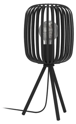 Produktbild von EGLO Tischlampe Romazzina, Stativ Nachttischlampe, Dreibein Tischleuchte aus Metall in Schwarz, Deko Schlafzimmer, Wohnzimmer Tisch Lampe mit E27